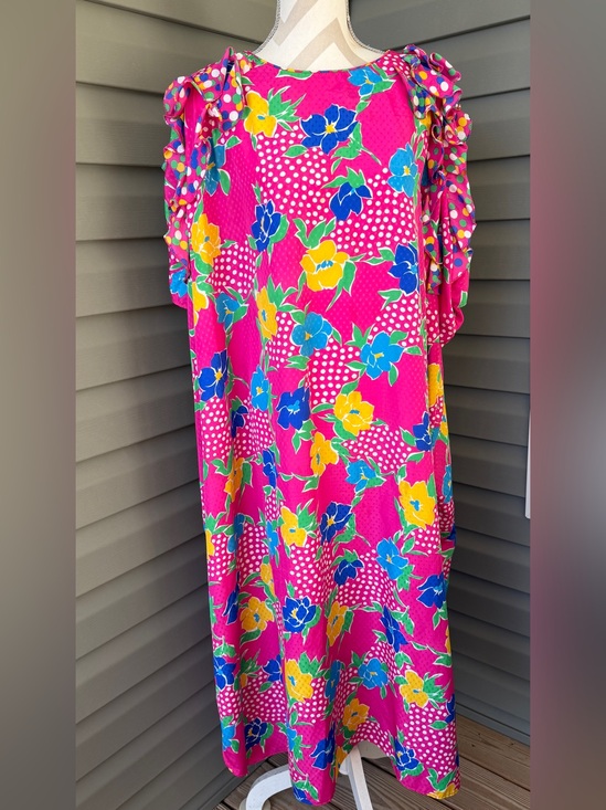 David brown Dresses & Skirts - Vintage 70’s 80’s David Brown Flower Print Caftan Dress Sz L